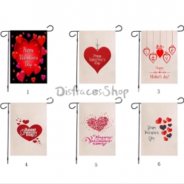 Patrón de Corazón Rojo de San Valentín Banderas de Jardín