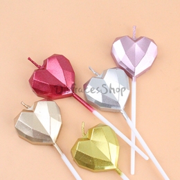 Vela de Corazón de Diamante de Decoración de Cumpleaños