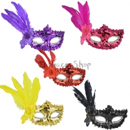 Plumas de Lentejuelas Bordadas Máscara de Halloween