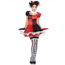 Disfraz Payaso de Circo Cosplay Ropa de Halloween para Mujer