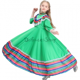 Disfraz México Vestido Largo de Danza Folclórica Tradicional Méxicana