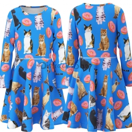Disfraces Animal Niñas Vestido Azul con Estampado Gato