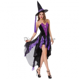Disfraces Bruja de Cola de Golondrina Púrpura Vestido de Halloween