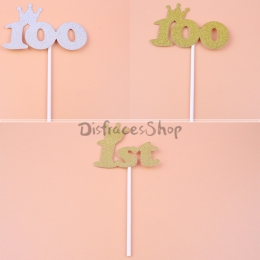 Tarjeta de Inserción de Pastel de Color Dorado con Decoración de Cumpleaños