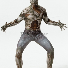 Disfraces Espeluznantes Denim Skull Print de Halloween