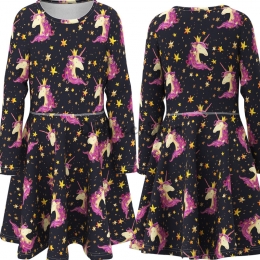 Disfraces de Animales para Niños Vestido Negro con Estampado Unicornios y Estrellas