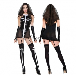 Disfraces Monja Vestido de Cuero de Halloween