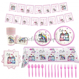 Equipo de Vajilla con Estampado de Unicornio