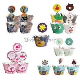 Taza de Pastel con Estampado de Dibujos Animados de Decoración de Cumpleaños