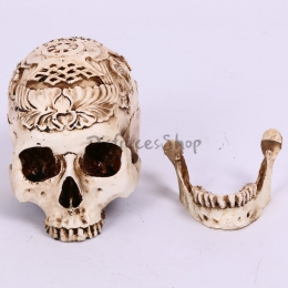 Calavera de Simulación Tallada con Accesorios de Halloween
