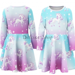 Disfraces de Animales para Niños Vestido Rosa y Azul con Estampado Unicornios