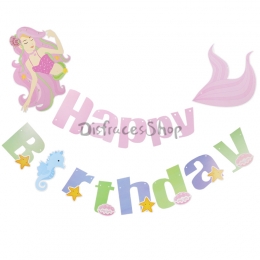 Banderín de Sirena de Dibujos Animados de Decoración de Cumpleaños