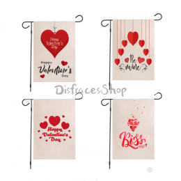 Patrón de Amor Día de San Valentín Banderas de Jardín