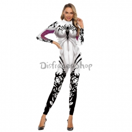 Disfraces de Araña Blanca Estampado de Halloween para Mujer