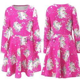 Disfraces de Animales Vestido Rosa con Estampado Unicornios para Niña