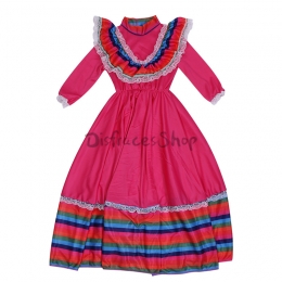 Disfraz Mexicana Rosa Roja Swing Vestido  de Niña Infantil