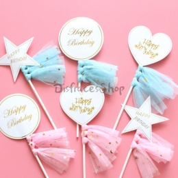 Tarjeta de Pastel de Gasa con Letras de Decoración de Cumpleaños