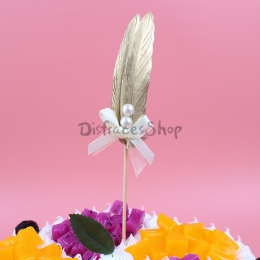 Adornos de Pastel de Plumas Doradas Decoración de Cumpleaños