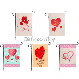 Estilo de Patrón de Amor de San Valentín Banderas de Jardín