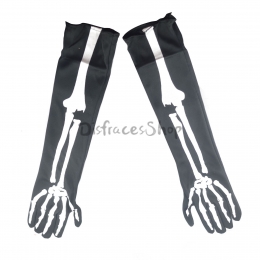 Guantes de Patrón de Calavera de Decoraciones de Halloween