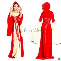 Disfraces Traje de Corte Retro con Gorra de Halloween para Mujer