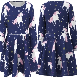 Disfraces de Animales para Niños Vestido Azul con Estampado Unicornios y Nieve