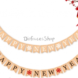 Feliz Año Nuevo Tira la Bandera Decoración de Vacaciones