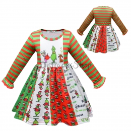Disfraces de Navidad Vestido de Manga Larga de Grinch