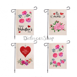 Patrón de Rosas de San Valentín Banderas de Jardín