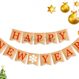 Fiesta Familiar de Año Nuevo Tire de la Bandera Decoración de Vacaciones