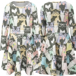 Disfraces Gatos Con Gafas Niñas Vestido con Estampado Animal