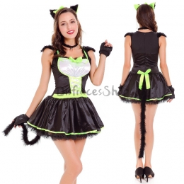 Disfraces Gato Verde Vestido de Halloween