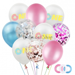 Donuts UNA Impresión Cumpleaños Globos