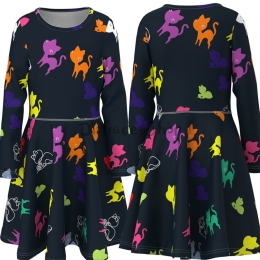 Disfraces Animal Niñas Vestido Negro con Estampado Gato