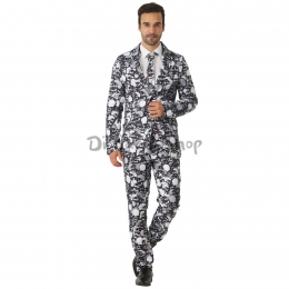 Disfraces de Calavera Blanco Roto Traje de Halloween para Hombre
