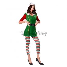 Disfraces de Navidad Ropa de Manga Larga Verde