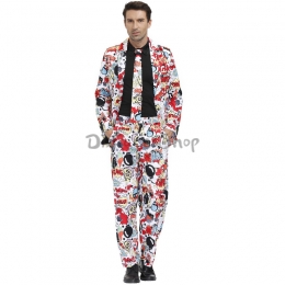 Disfraces de Payaso  Estilo de Impresión de Patrón de Bomba Sorpresa de Halloween para Hombres