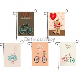 Patrón de Bicicleta de San Valentín Banderas de Jardín