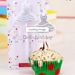 Vela de Vestido de Novia de Plata de Decoración de Cumpleaños