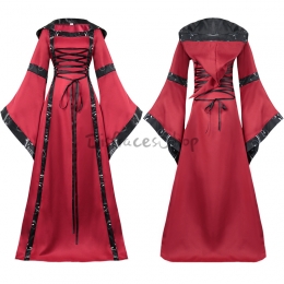 Disfraces de Medieval con Cuello Cuadrado Falda Halloween para Mujer