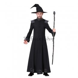 Disfraz Mago Profeta Túnica Negro Clásico de Halloween