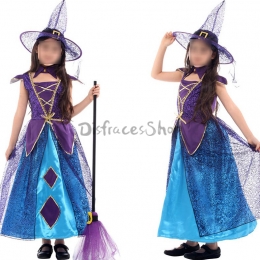 Vestido Colorido de Disfraz de Bruja para Niñas