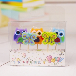 Búho y Mariposa Vela Cumpleaños Decoración