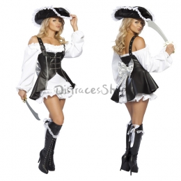 Disfraces Pirata Somalí Vestido Clásico de Chaleco de Cuero de Halloween para Mujer