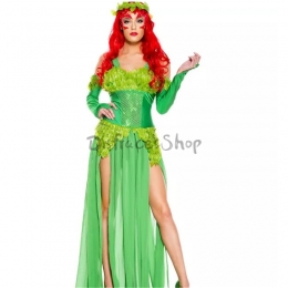 Disfraces Traje de Dríada de Elfo Verde de Halloween para Mujer