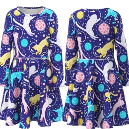 Disfraces Gatos Niñas Vestido Azul con Estampado Animal