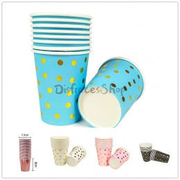 Vajilla Vaso de Papel con Polca Punto Bronceados