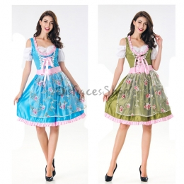 Disfraz de Oktoberfest Alemán Halloween Ropa Vestido de Mucama Azul o Verde de Mujer