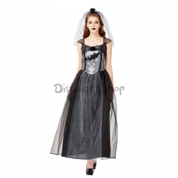 Disfraces Vampire Zombie Vestido de Novia Negro de Halloween