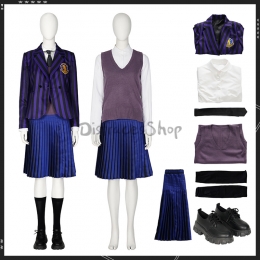 Disfraces de Wednesday Addams Uniforme Escolar Morado Para Niñas Cosplay - Personalizado